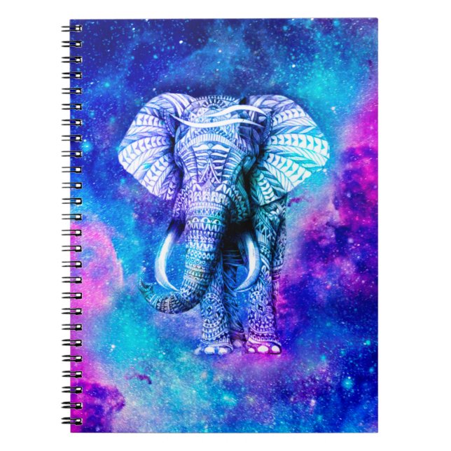 Hipster Elephant Nebula Space Notebook (Front)