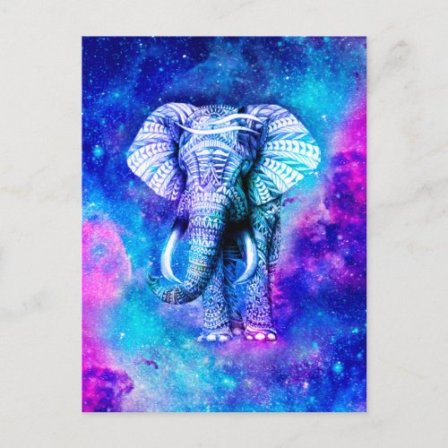 Hipster Elephant Nebula Space Postcard