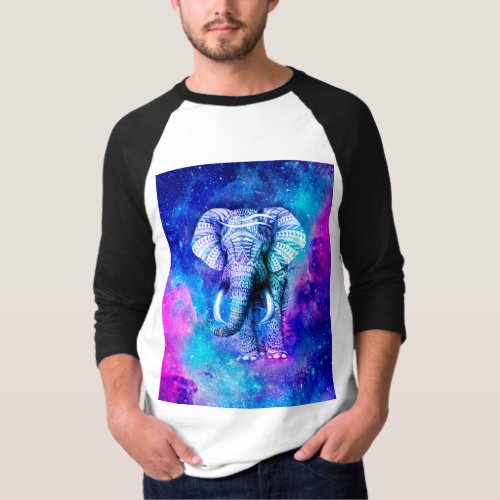Hipster Elephant Nebula Space T_Shirt