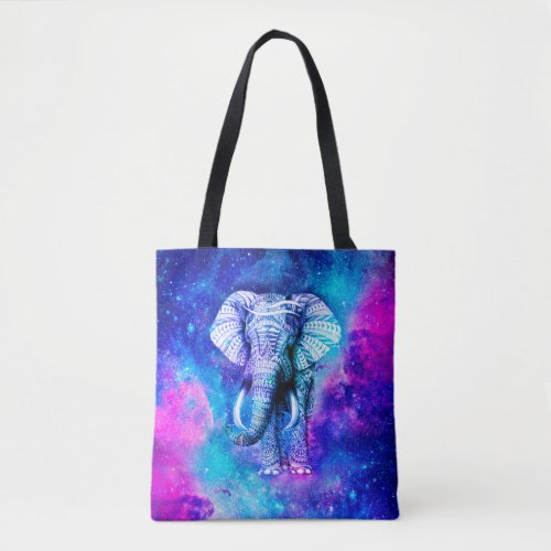 Hipster Elephant Nebula Space Tote Bag