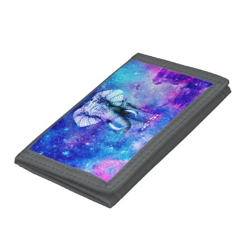 Hipster Elephant Nebula Space Trifold Wallet