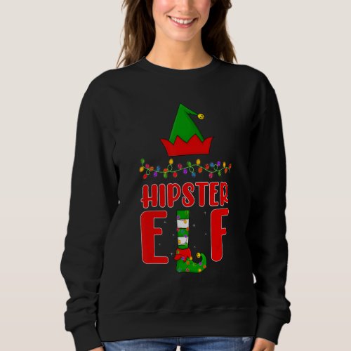 Hipster Elf Matching Family Lighting Christmas Sweatshirt