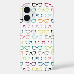 Hipster Eye Glasses Pattern Cute Colorful White iPhone 16 Case