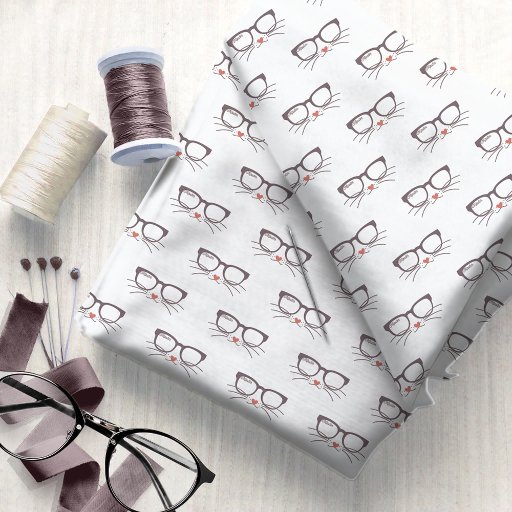 Hipster Eyeglasses, Cat Whiskers #10 ID1073 Fabric