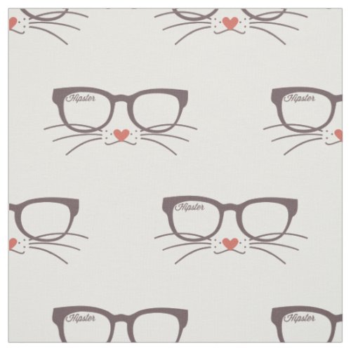 Hipster Eyeglasses Cat Whiskers Fabric