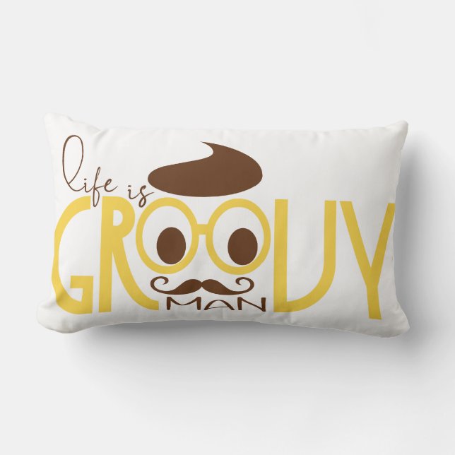 Hipster Eyeglasses Lumbar Pillow Typography Print (Front)