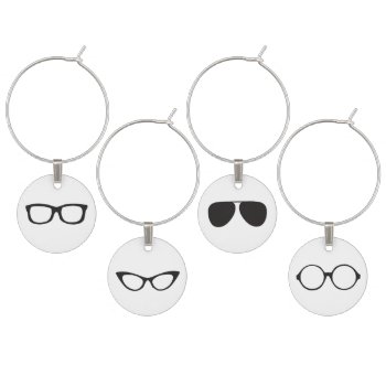 Hipster Eyeglasses Wine Glass Charms by orangeboxy at Zazzle