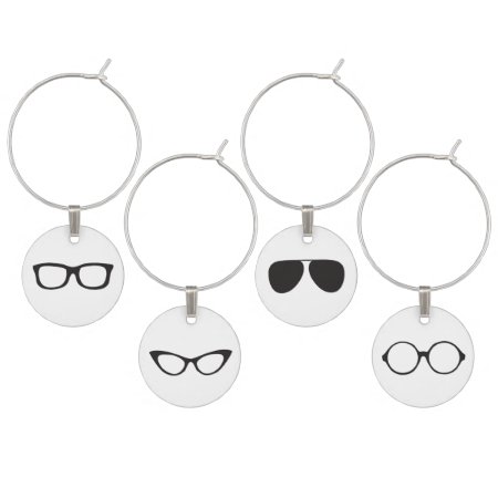 Hipster Eyeglasses Wine Glass Charms