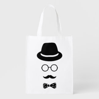 Hipster Face Reusable Bag