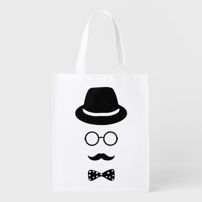 Hipster Face Reusable Bag (Front)