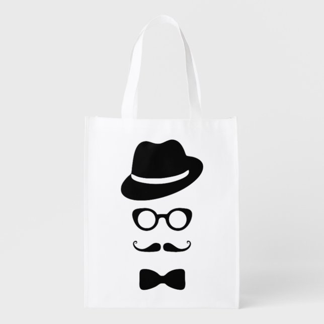 Hipster Face Reusable Bag (Front)