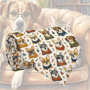 Hipster Faux Silk Stylish Dogs Gentleman's Neck Tie
