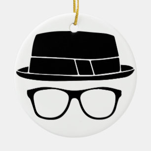 Hipster Fedora Ceramic Ornament
