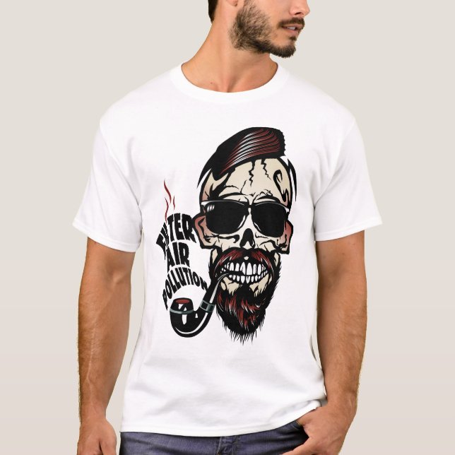 hipster filter air pollution skull cr T-Shirt (Front)