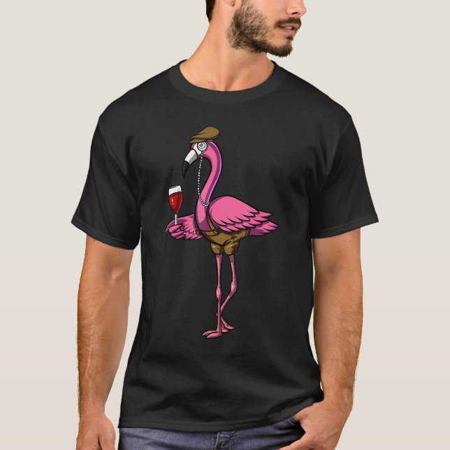 Hipster Flamingo Bird Wine Drinking Party  Women M T-Shirt (Front)