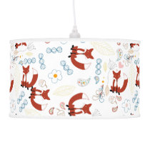 Hipster Forest Fox Baby Nursery Hanging Lamp