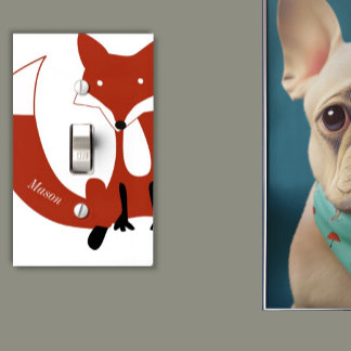 Hipster Forest Fox Baby Nursery Light Switch Cover