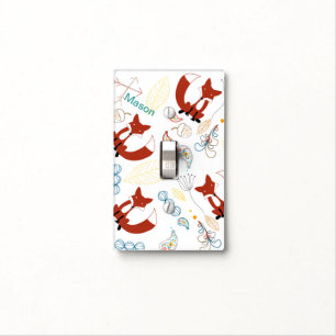 Hipster Forest Fox Baby Nursery Light Switch Cover