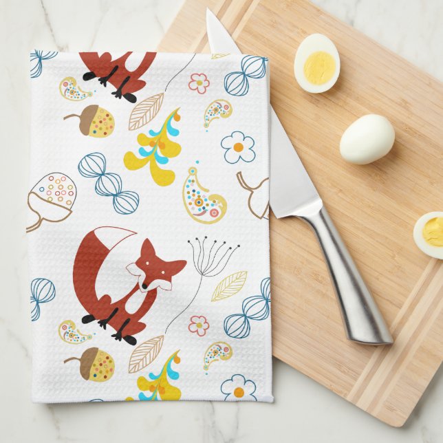 Hipster Forest Fox Baby Nursery Towel (Quarter Fold)