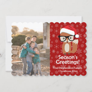 Hipster Fox Glasses Cute Animal Christmas Photo Holiday Card
