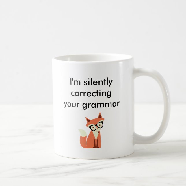 Hipster Fox Grammar Coffee Mug (Right)
