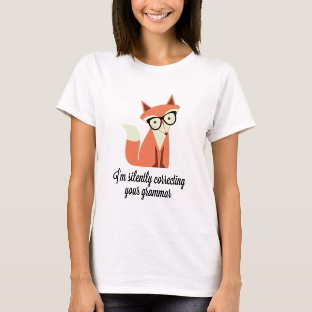 Hipster Fox  Grammar T-Shirt (Front)