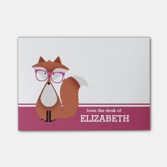 Hipster Fox Personalized Post-it® Notes