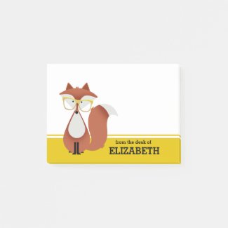 Hipster Fox Personalized Post-it Notes
