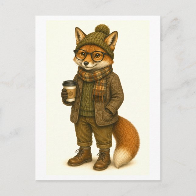 Hipster Fox Postcard (Front)