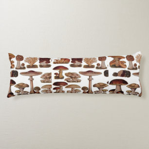 hipster french botanical print vintage mushrooms body pillow