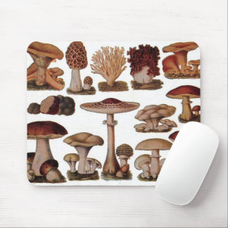hipster french botanical print vintage mushrooms mouse pad