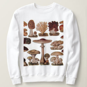 hipster french botanical print vintage mushrooms sweatshirt