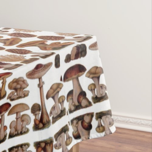 hipster french botanical print vintage mushrooms tablecloth