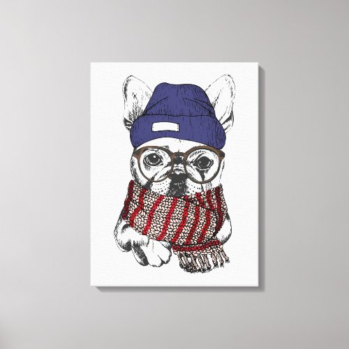 Hipster French Bull Dog Canvas Print