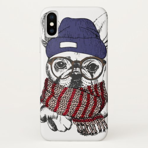 Hipster French Bull Dog iPhone X Case