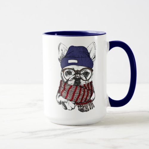 Hipster French Bull Dog Mug