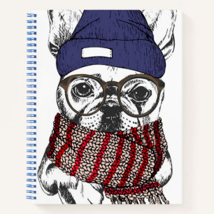 Hipster French Bull Dog Notebook