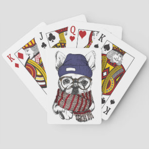 Hipster French Bull Dog Poker Cards