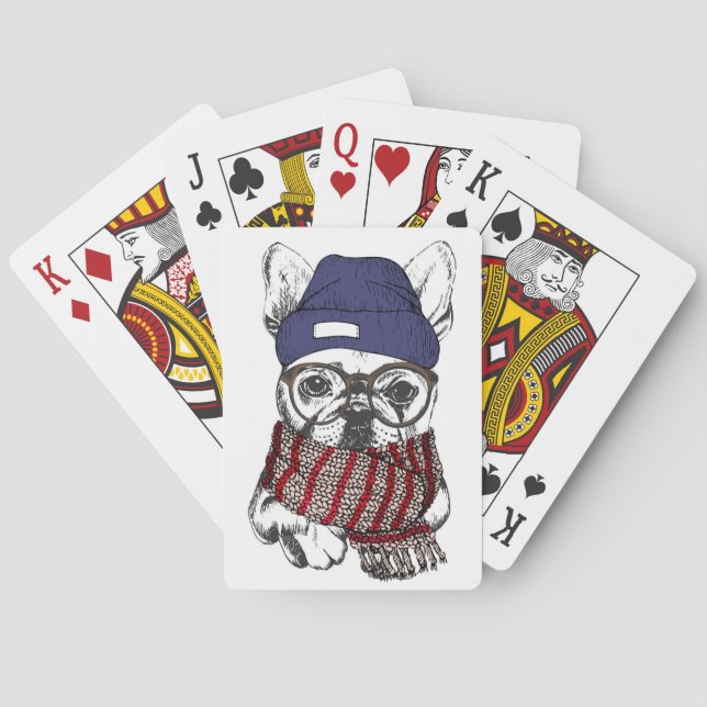 Hipster French Bull Dog Poker Cards (Back)