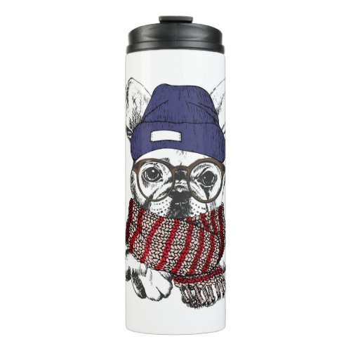 Hipster French Bull Dog Thermal Tumbler