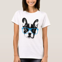 Hipster French Bulldog Nerdy Dog T-Shirt