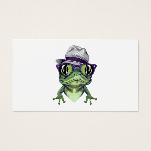 Hipster frog animal wearing glasses and hat vector