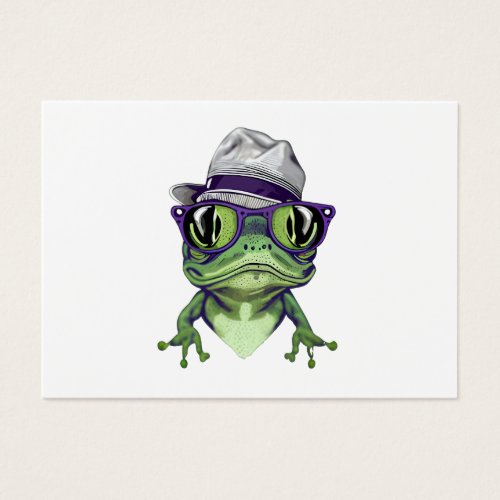 Hipster frog animal wearing glasses and hat vector