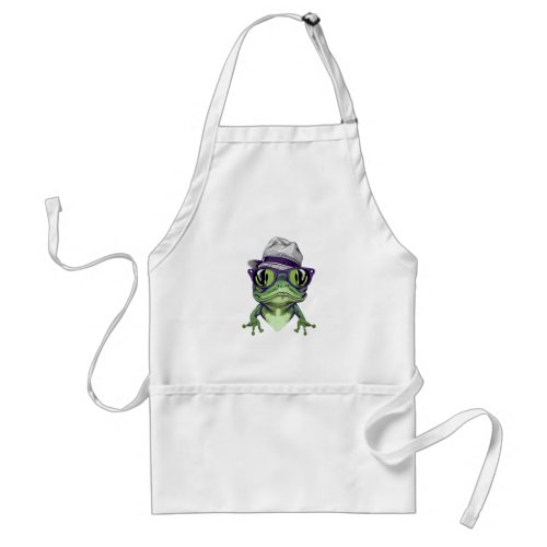 Hipster frog animal wearing glasses and hat vector adult apron