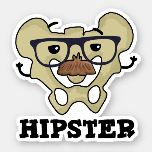 Hipster Funny Hip Bone Anatomy Pun Sticker