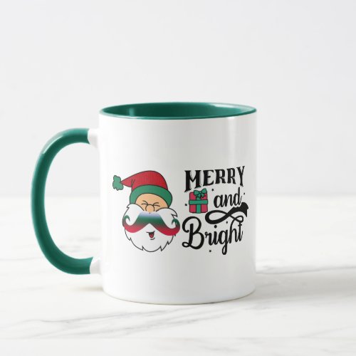 Hipster Funny Santa Mustache Christmas Mug Design