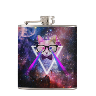 Hipster galaxy cat flask