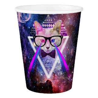 Hipster galaxy cat paper cup