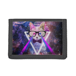 Hipster galaxy cat tri-fold wallet