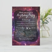 Hipster galaxy outer space birthday party invitation (Standing Front)